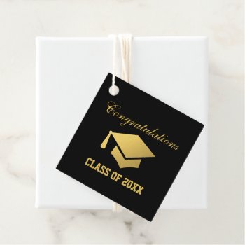 Graduation Party Gold And Black Favor Tags by HappyMemoriesPaperCo at Zazzle