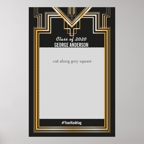 Graduation Party Gold and black Photo Booth Frame Poster