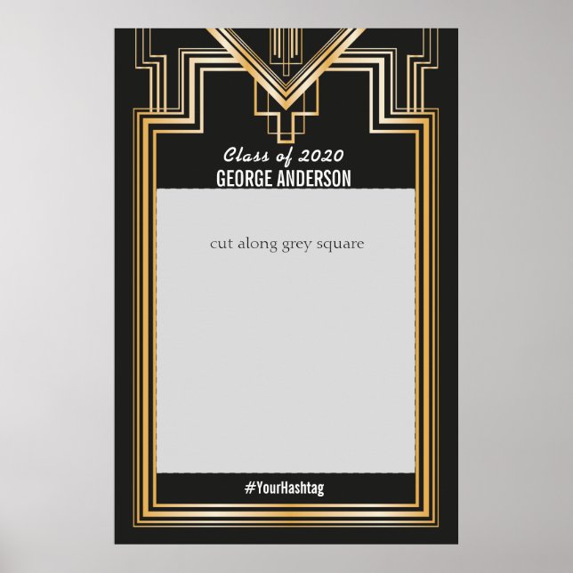 Graduation Party Gold and black Photo Booth Frame Poster (Front)