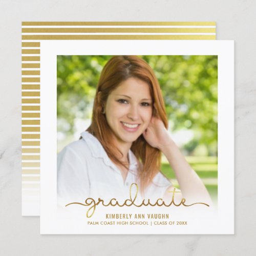 Graduation Party Gold Ombre Photo Announcement