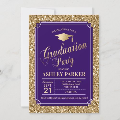 Graduation Party _ Gold Purple Invitation