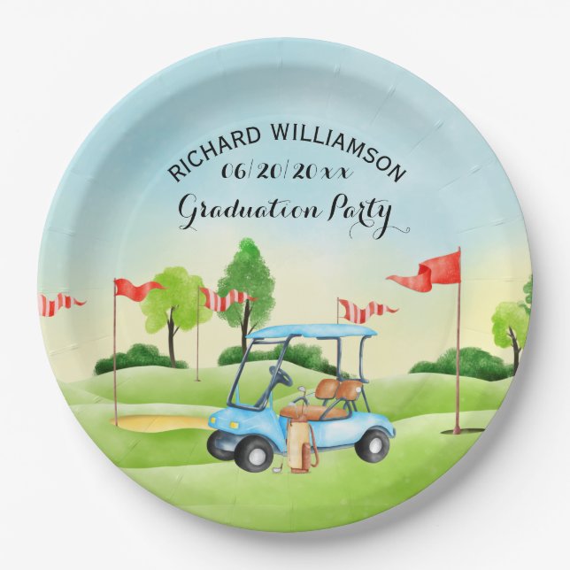 Graduation Party Golf Theme Paper Plates (Front)