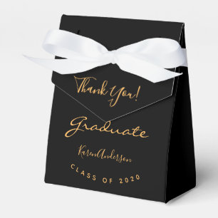 Graduation party graduate black gold chic favor boxes