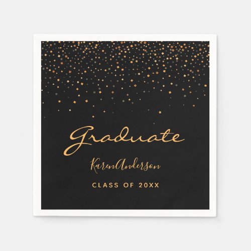 Graduation party graduate black gold napkins