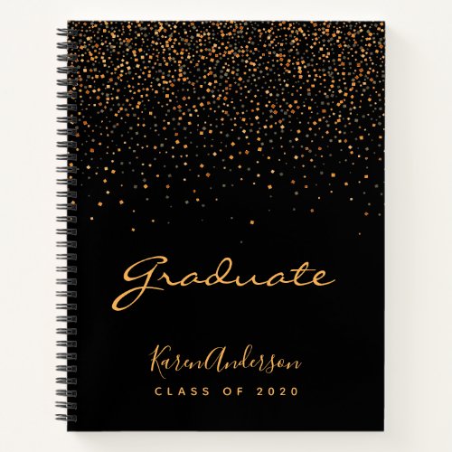 Graduation party graduate black gold notebook