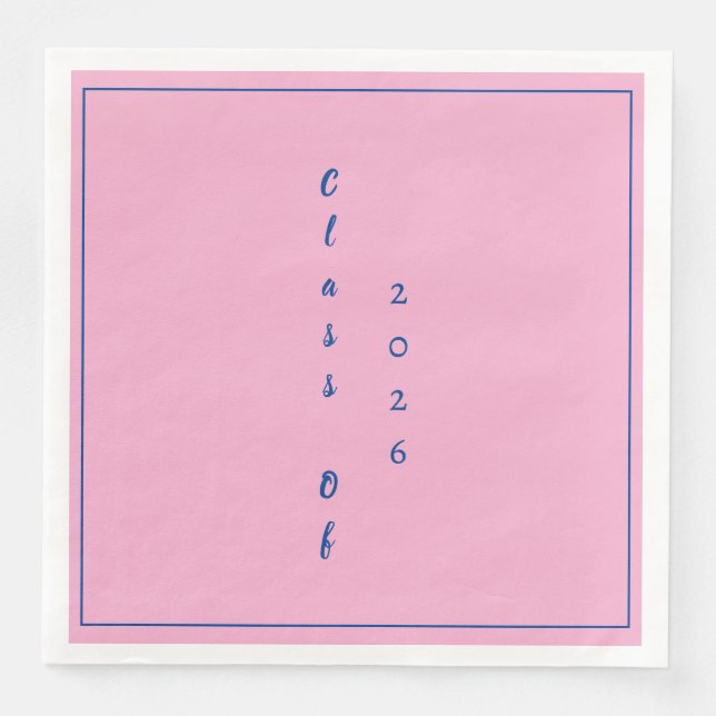 Graduation Party Graduate Class Of 2026 Pink Paper Dinner Napkins (Front)