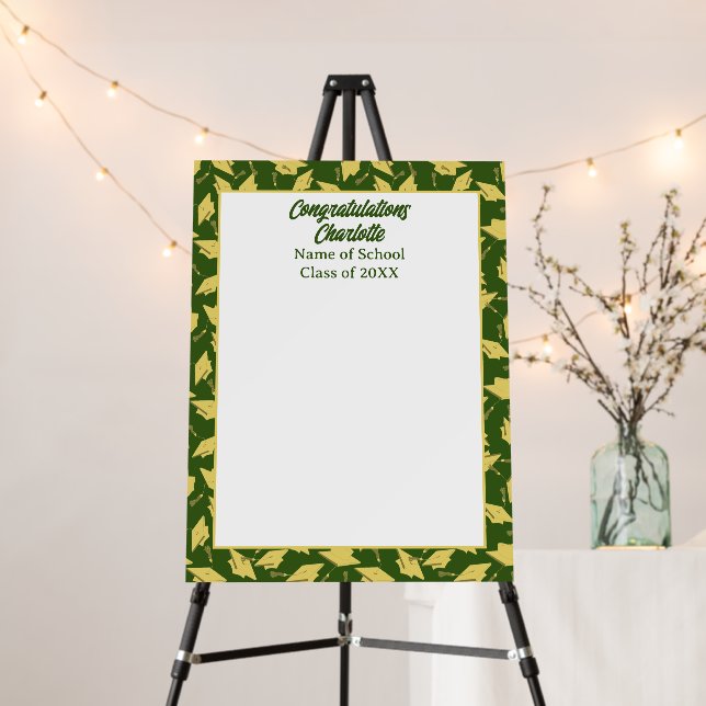 Graduation Party Green and Gold Signature Board (In Situ (Stand))