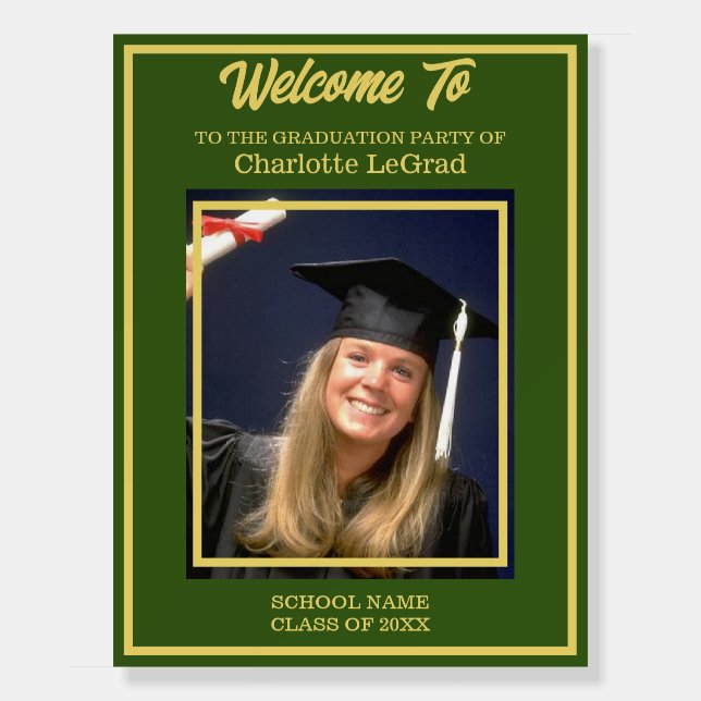 Graduation Party Green and Gold Welcome Sign (Front)