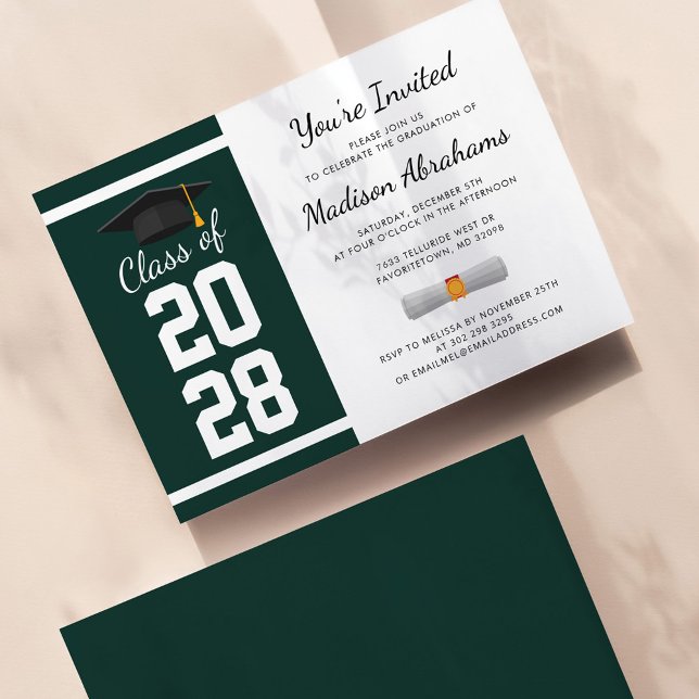 Graduation Party Green and White 2025 Graduate Invitation (Creator Uploaded)
