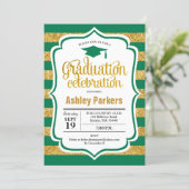 Graduation Party - Green Gold Gold Invitation (Standing Front)