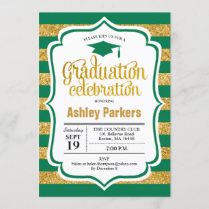 Graduation Party - Green Gold Gold Invitation