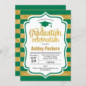 Graduation Party - Green Gold Gold Invitation (Front/Back)
