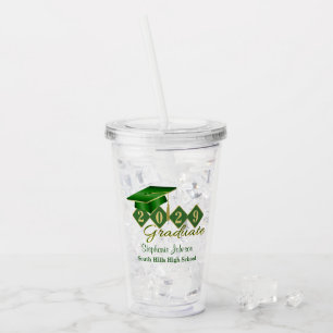 Graduation Party Green Gold Personalized Acrylic Tumbler