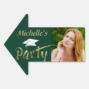 Graduation Party Green Photo Brushstroke Sign