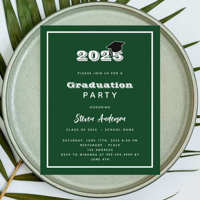 Graduation Party green white 2026 invitation (Creator Uploaded)