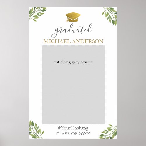 Graduation Party greenery Photo Booth Frame Poster