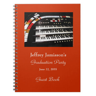Graduation Party Guest Book, Antique Organ Spiral Notebook