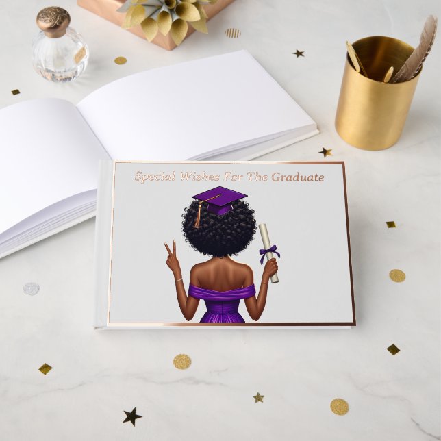 Graduation Party Guest Book- Best Wishes To Grad Foil Guest Book (Front Open)