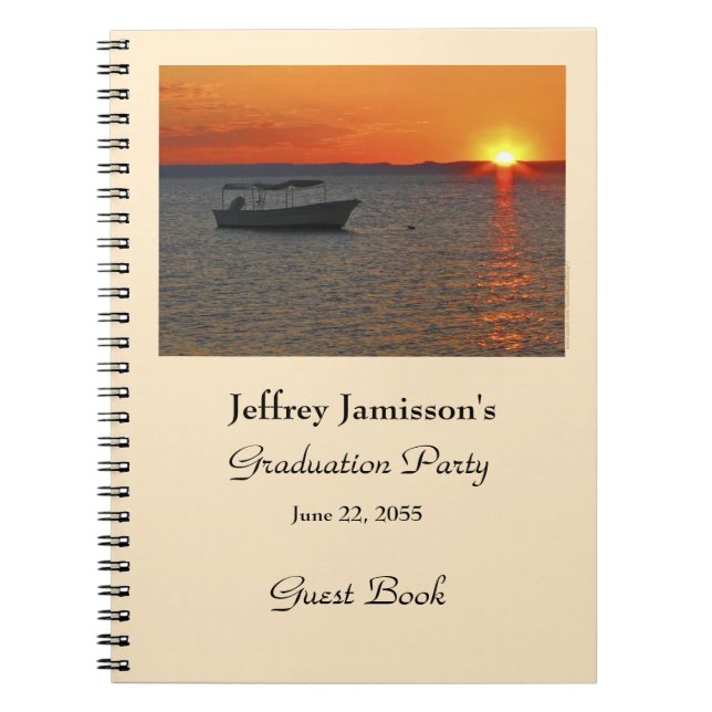 Graduation Party Guest Book, Fishing Boat, Name  Notebook (Front)