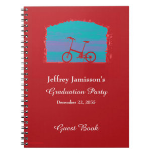 Graduation Party Guest Book, Red Bicycle Notebook