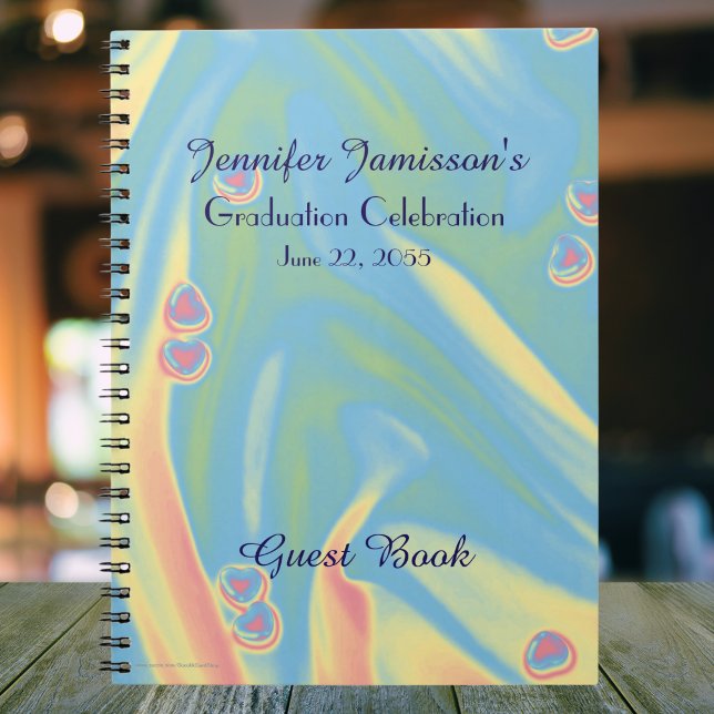 Graduation Party Hearts Guest Book Spiral Notebook (Creator Uploaded)