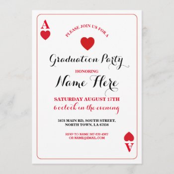 Graduation Party Hearts Playing Card Vegas Invite by WOWWOWMEOW at Zazzle