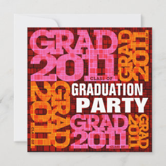 Graduation Party Invitation 2011 Orange Pink