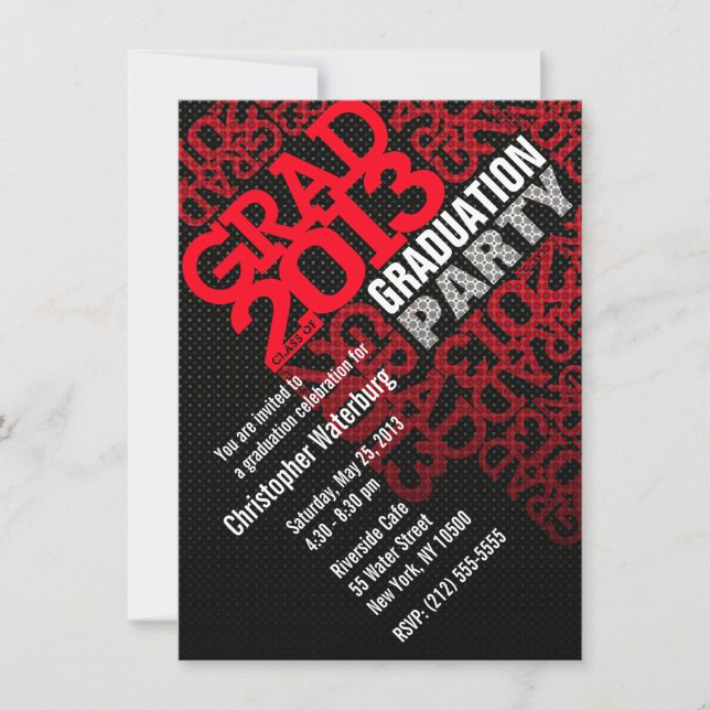 Graduation Party Invitation 2013 Red 9 (Front)