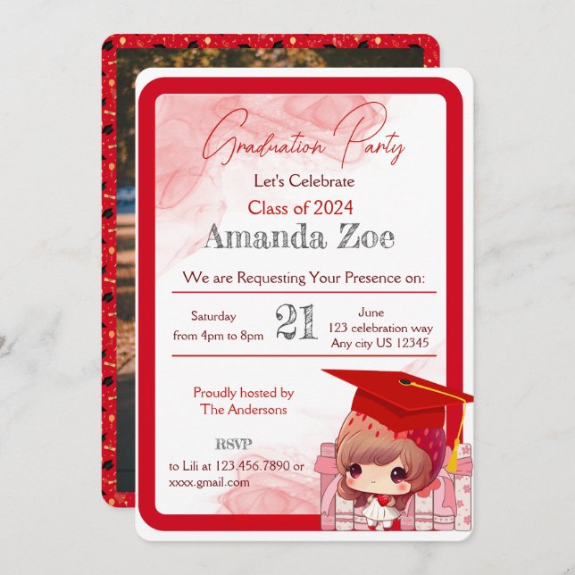 Graduation Party invitation/announcement Invitation (Front/Back)