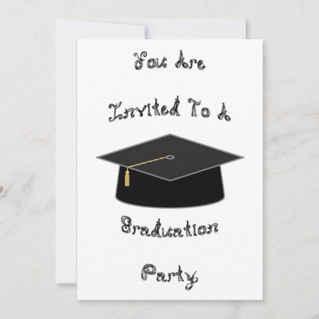 Graduation Party Invitation Black School Cap Card (Front)