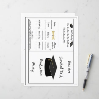 Graduation Party Invitation Black School Cap Paper