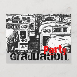 Graduation Party Invitation Black White Postcard