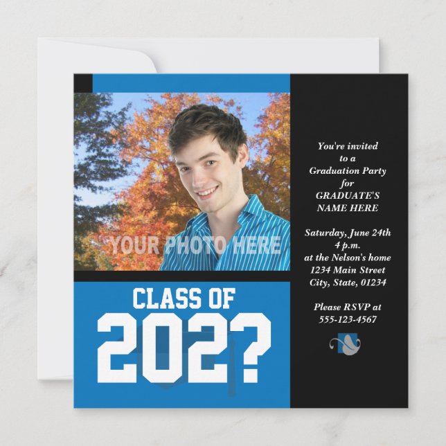 Graduation Party Invitation-Blue-2 Invitation (Front)