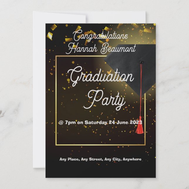 Graduation Party invitation - editable text (Front)