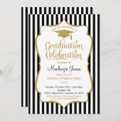 Graduation Party Invitation Elegant Black Gold (Front/Back)