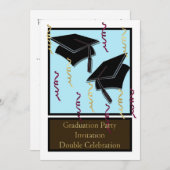 Graduation party Invitation for twins (Front/Back)