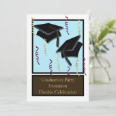 Graduation party Invitation for twins (Standing Front)