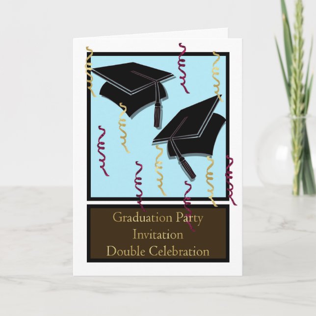 Graduation party Invitation for twins (Front)