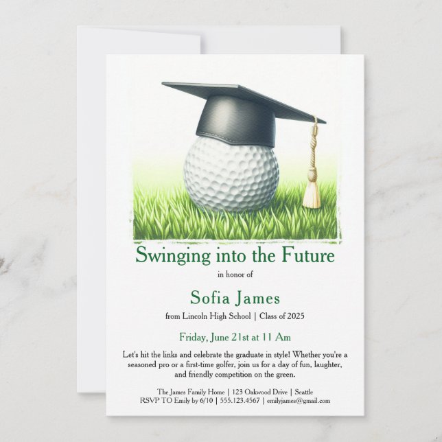 Graduation Party Invitation Golf Theme (Front)