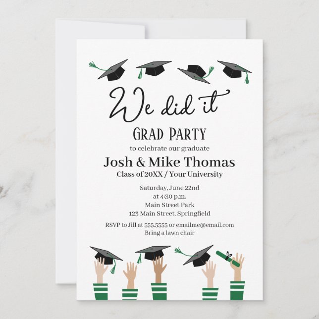 Graduation Party Invitation Green Grad Party (Front)