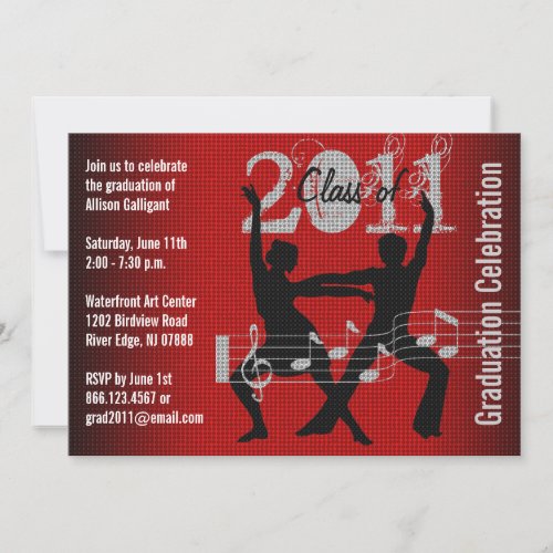 Graduation Party Invitation Music Dancing 1