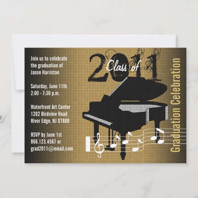 Graduation Party Invitation Music Piano (Front)