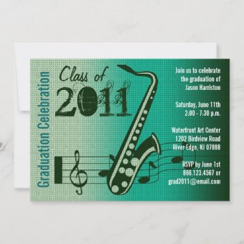 Graduation Party Invitation Music Saxophone by pixibition at Zazzle