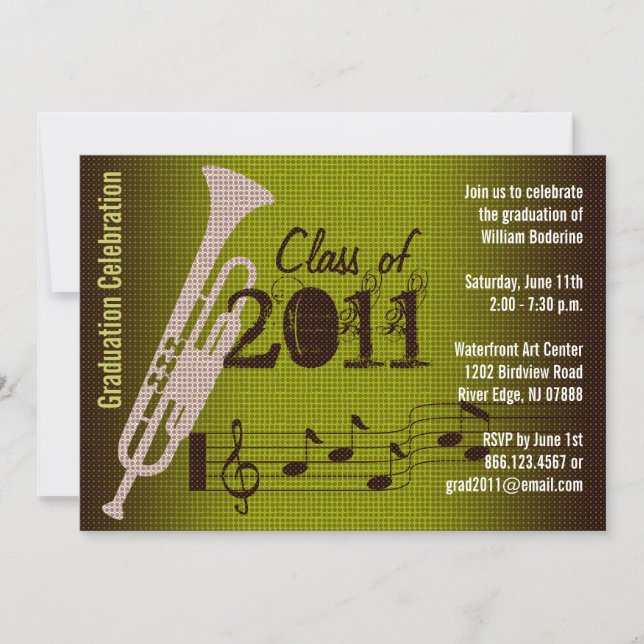 Graduation Party Invitation Music Trumpet (Front)