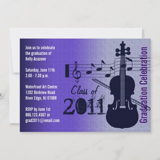 Graduation Party Invitation Music Violin (Front)