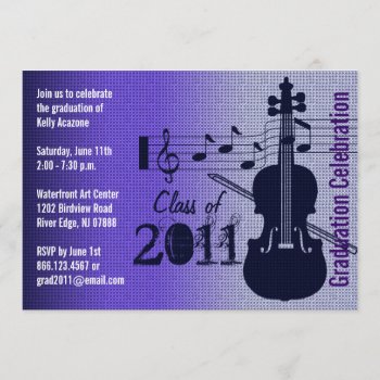 Graduation Party Invitation Music Violin by pixibition at Zazzle