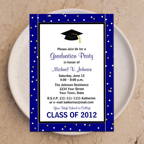 Graduation Party Invitation Navy