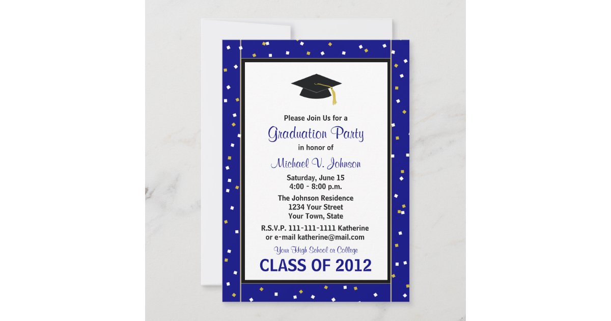 Graduation Party Invitation Navy | Zazzle