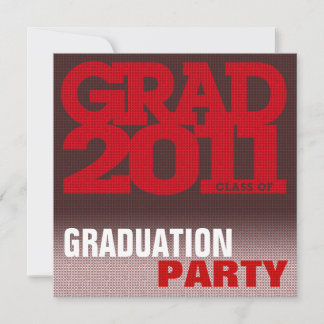 Graduation Party Invitation Pixelate Red Black