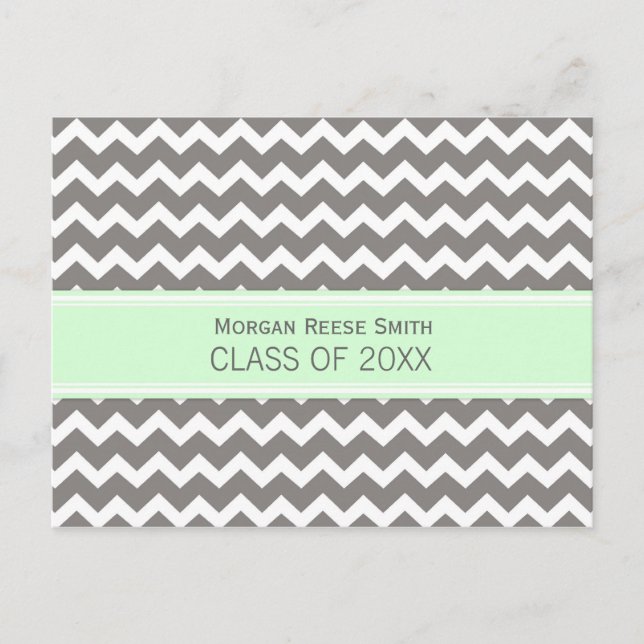 Graduation Party Invitation Postcard Chevron (Front)